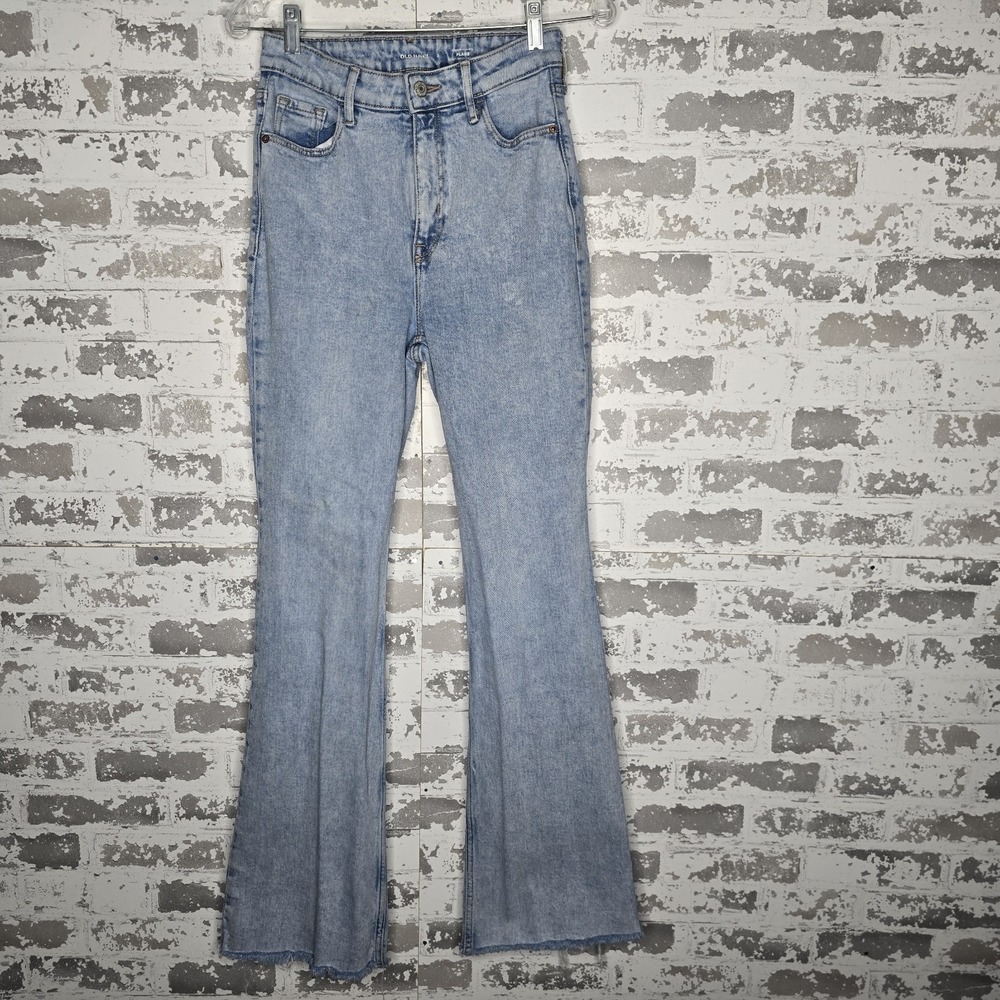 Old Navy Jeans Womens 2 Light Blue Wash Stretch Denim Higher High Rise Flare Leg